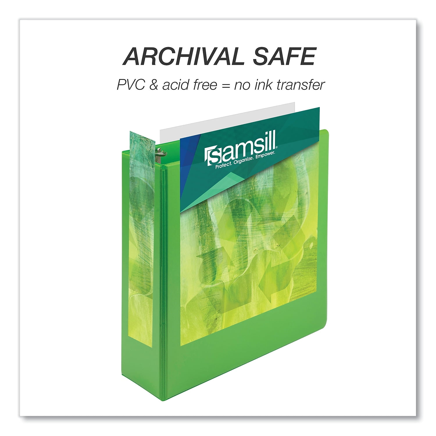Samsill U86878 Earth's Choice Plant-Based Economy 11 in. x 8.5 in. 3-Ring View Binders with 3 in. Capacity - Lime (2/Pack)