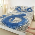 thumbnail image 3 of Manfei Blue Dragon Bed Sheets,Magic Animal King Sheets,Boho bohemian Style Sheet Set For Boys Kids,Microfiber Bedroom Decor,4-Piece, 3 of 7
