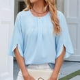 thumbnail image 6 of Women'S Casual Chiffon Blouse Tops 1/2 Ruffled Sleeve Crew Neck Loose Fit Blouses Shirts Sky Blue XXL, 6 of 9