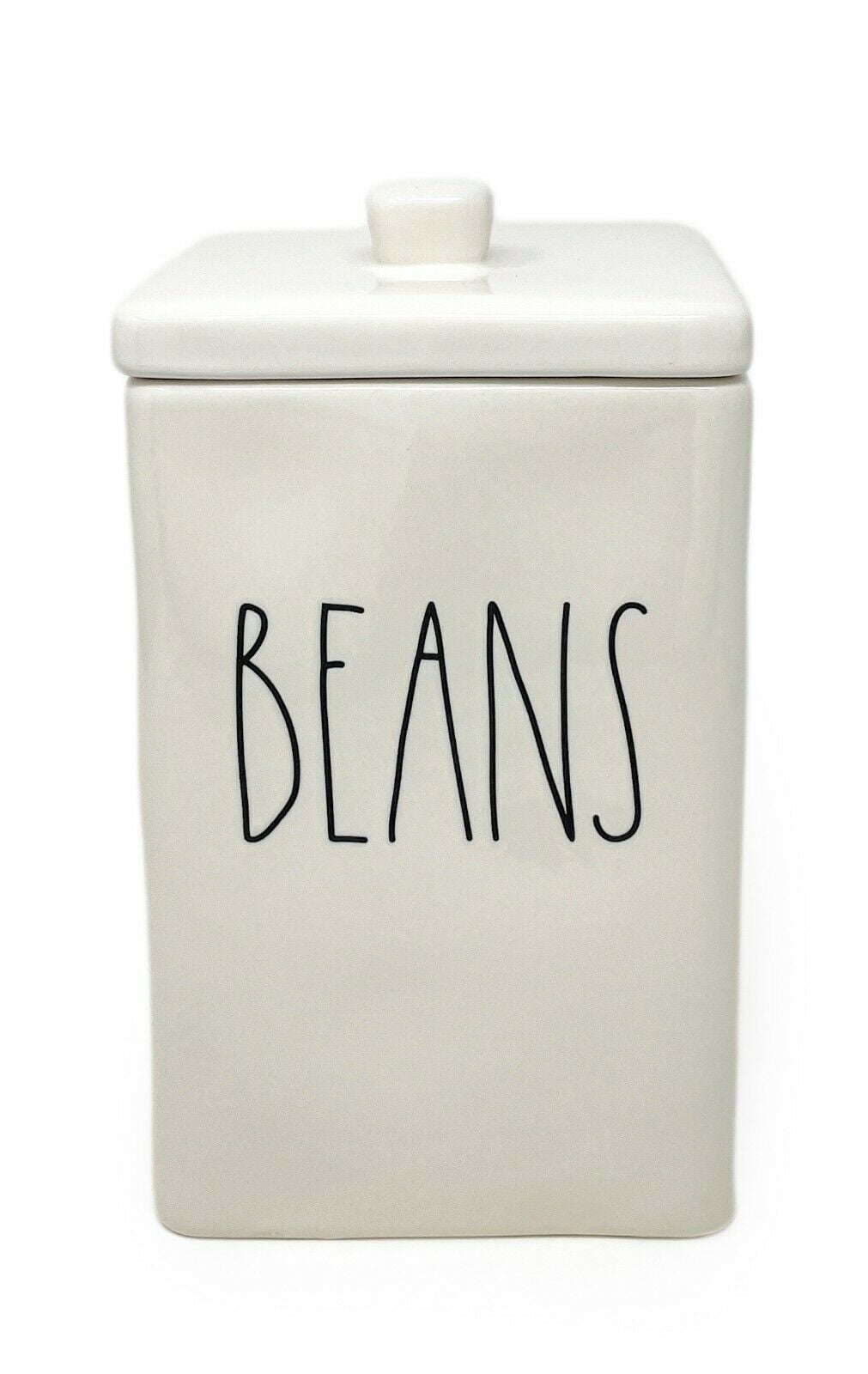 Rae Dunn COFFEE Canister Medium sized Ivory Ceramic with Black LL Letters  and Wooden Lid 