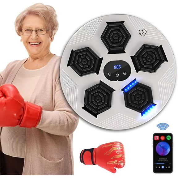 Annuodi Smart Music Boxing Machine, Wall Mounted Electronic Boxing Training Game, Boxing Gloves Included for Safety, Bluetooth Boxing Target Equipment for Home Exercise