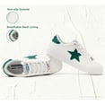 thumbnail image 5 of LUCKY STEP Stylish Star Low Top Lace Up Sneaker Comfort Walking Shoes,White/Green,Womens, 5 of 11