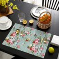 thumbnail image 3 of Pioneer Flower Floral Print Pattern Summer Placemats Table Placemats Set Of 6-Linen Kitchen Washable Placemats Table Mats 12x18 Inch Non-Slip Heat Resistant, 3 of 5
