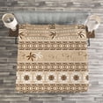 thumbnail image 3 of Ambesonne Animal Quilted Bedspread Set 3 Pcs, Pastel Savannah Palm Trees, King Size, Brown and Tan, 3 of 3