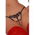 thumbnail image 1 of Women's Black Timeless Elegance Peek-A-Boo Rhinestone G-string, 1 of 1