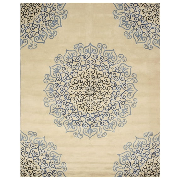 EORC T118BL Hand Tufted Wool Modern Naiin Rug, 5' x 8', Blue