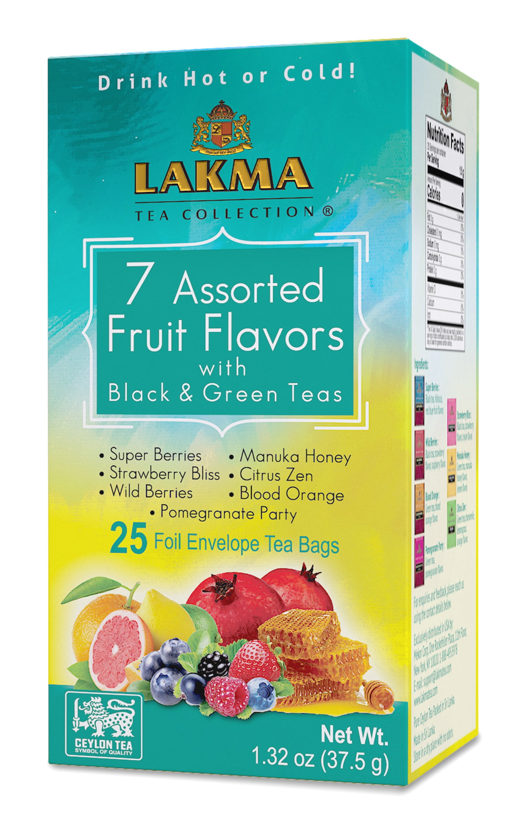 Lakma 7 Flavor Assorted Tea - Black & Green - 150 Tea Bags (6 Pack)