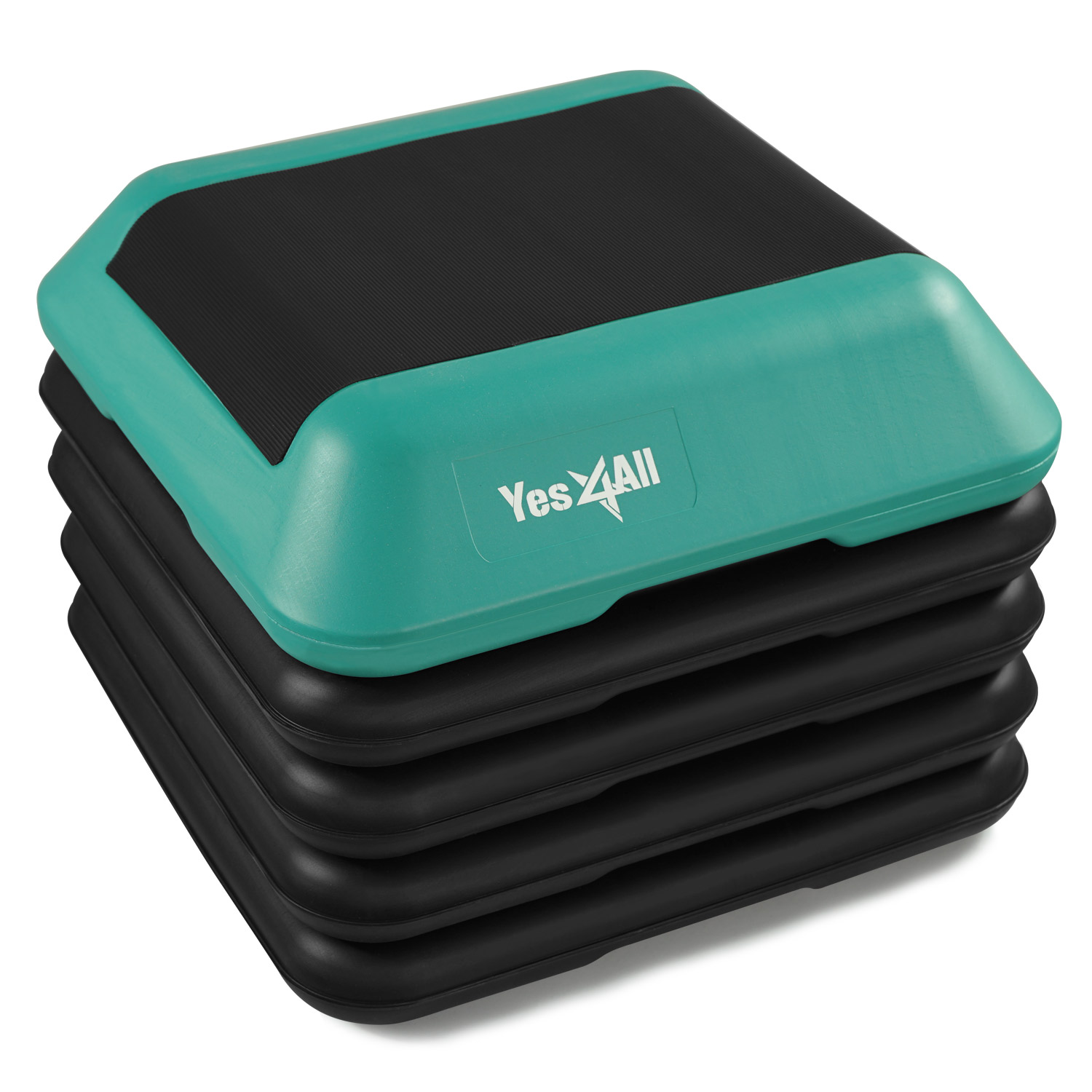 Yes4All Adjustable High Step Aerobic Platform, 16" x 16" Black/Green