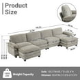 thumbnail image 3 of Ktaxon 157" W Sectional Sofa U Shaped Couch with Double Chaise Teddy Velvet Sleeper Set with 4 Oversized Seats Light Gray, 3 of 11