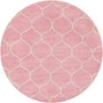 thumbnail image 3 of Unique Loom Trellis Frieze Collection Area Rug - Rounded (3' Round Light Pink/Ivory), 3 of 7