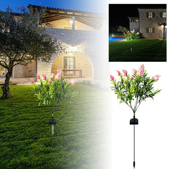 Solar Powered Flower Shaped Outdoor Lights IP65 Garden For Yard Ideal For Mom Grandma Smart Light Bulbs That Work with 60w Reading Lamp for Bedside Table Three Head Light Fixture Solar Outdoor Garden