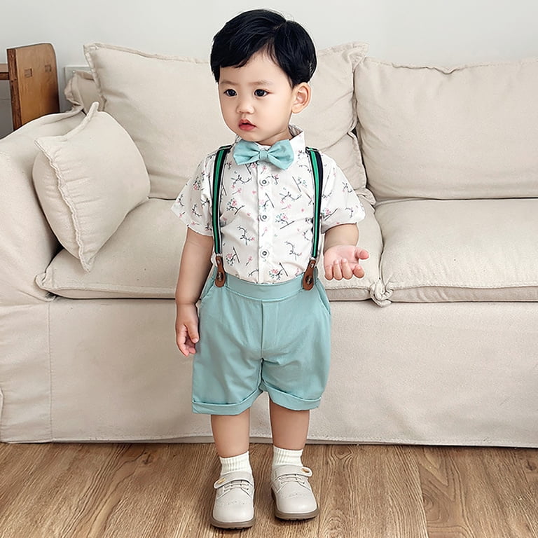 baby boy dress shorts mgoYE 6 Month Boy Clothes Baby Boy Formal Short Set Toddler Summer  Gentleman Outfit Kid Short Sleeve Bowtie Shirt Suspender Shorts Suit(Light  Green,5-6 Years)