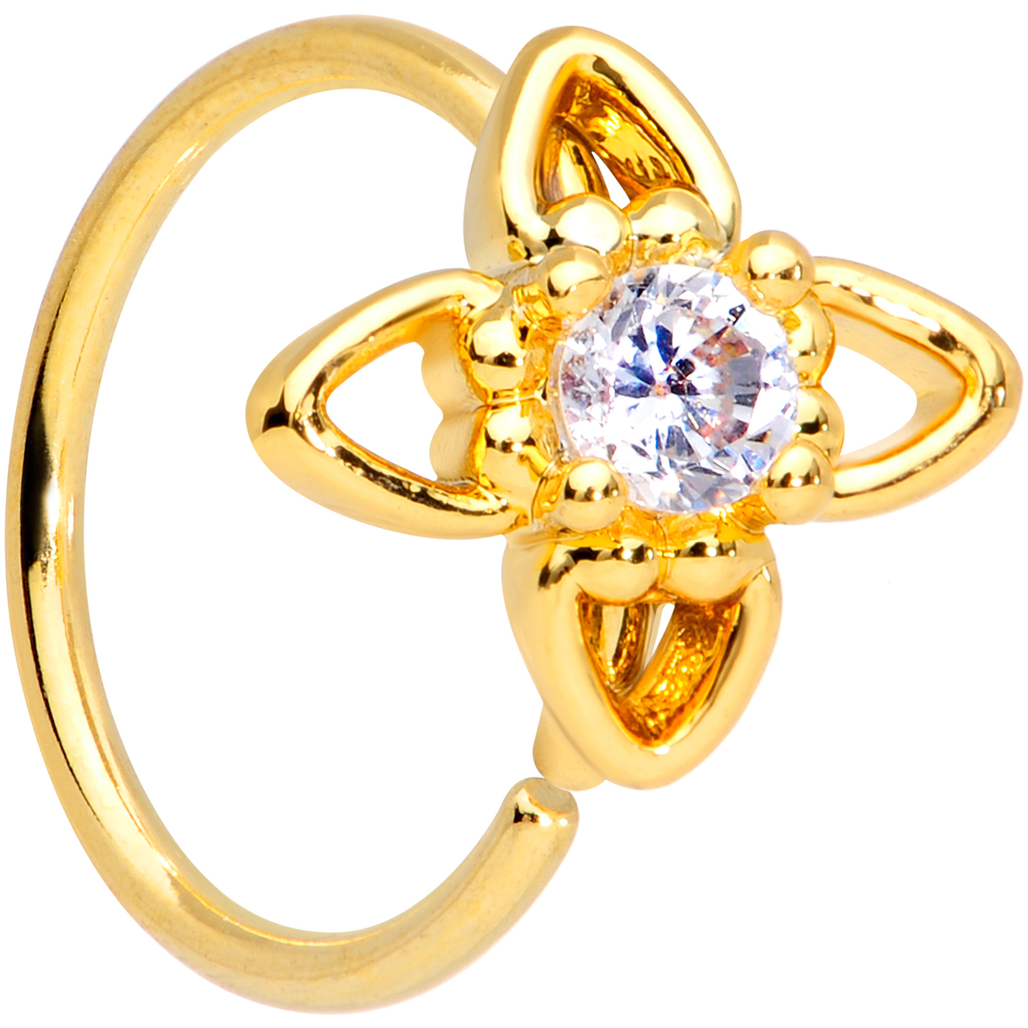 Body Candy Body Candy Womens 20G PVD Steel Nose Ring Clear Accent