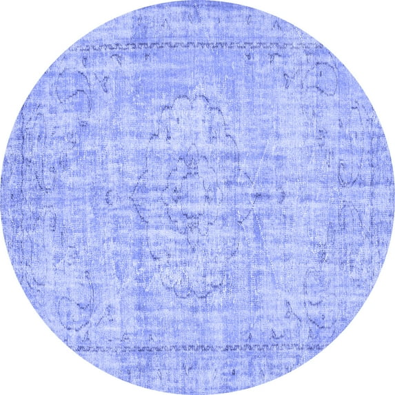Ahgly Company Indoor Round Abstract Blue Contemporary Area Rugs, 8' Round