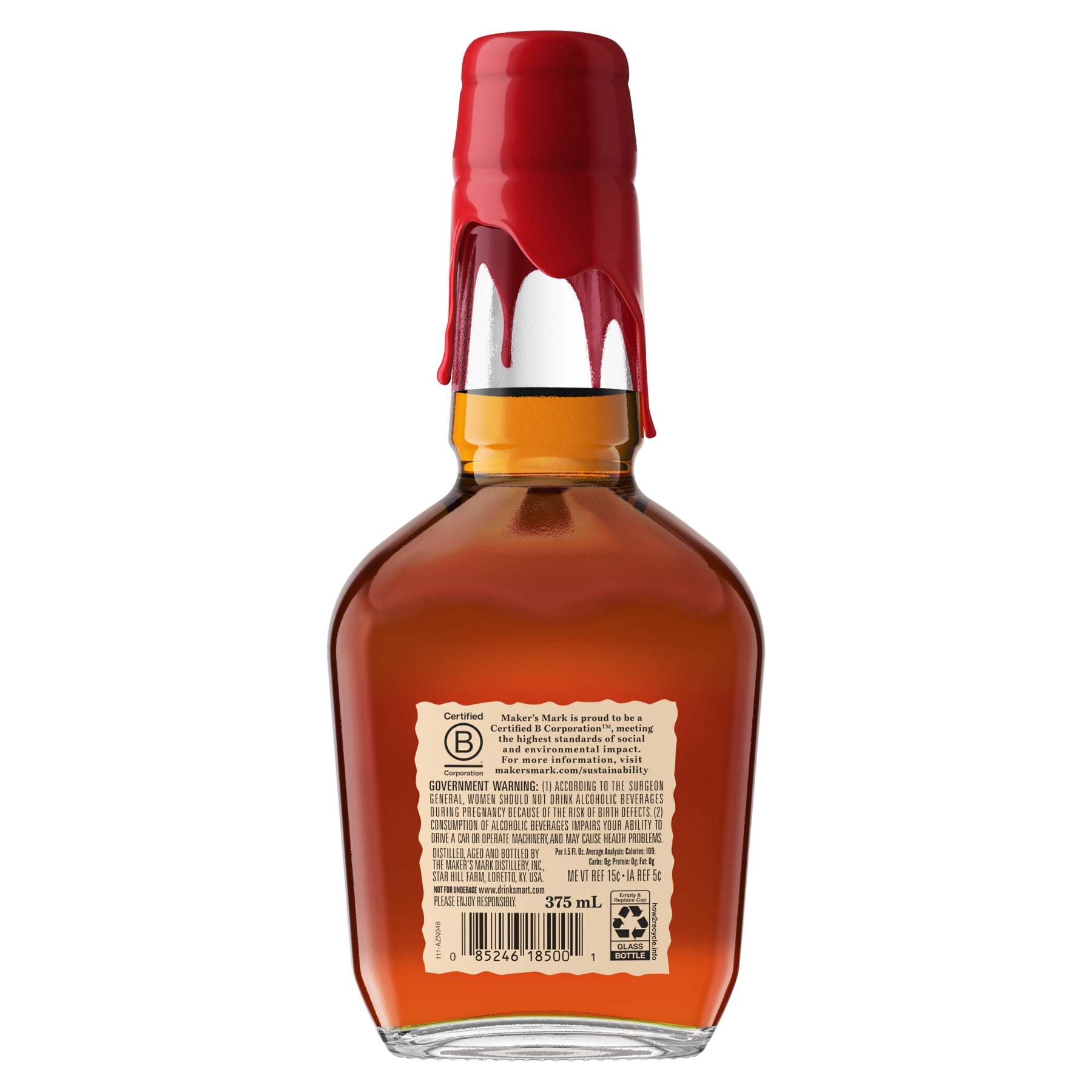 Maker's Mark Straight Bourbon, 375 ml Bottle, 45% ABV Maker's Mark Straight Bourbon, 375 ml Bottle, 45% ABV