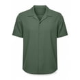 thumbnail image 5 of BiZtdJrK Mens Muscle Dress Shirts Short Sleeve Business Casual Button Down Hawaiian Shirt Summer Vacation Travel Tops Army Green S, 5 of 9