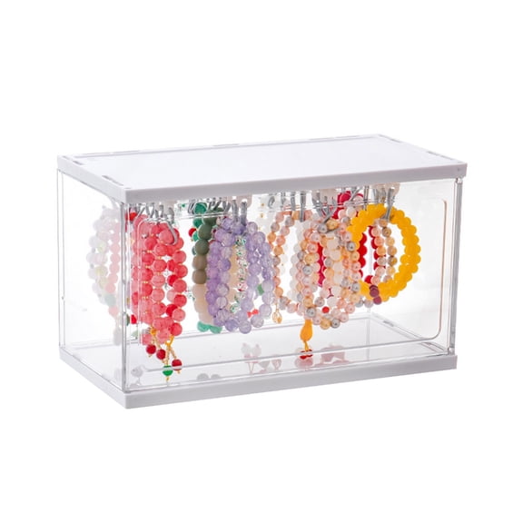 Clear Jewelry Organizer Stylish Acrylic Box with Hooks for Earring Ring Storage