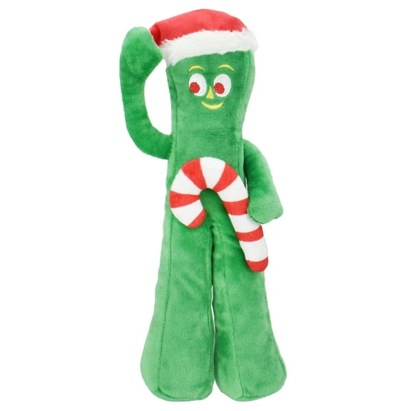 Multipet Gumby Plush with Santa Hat and Candy Cane Dog Toy
