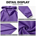 thumbnail image 5 of Men's Quarter Zip Hoodie Oversized Pullover Sweatshirt, Drawstring Hood Long Sleeve Athletic Workout Outdoor Casual Hooded Top Purple 3XL, 5 of 8