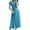 Blue, variant on Womens Long Dress Short Sleeve Ruched Design Soft Fabric Asymmetrical Silhouette for Daily Wear Black L