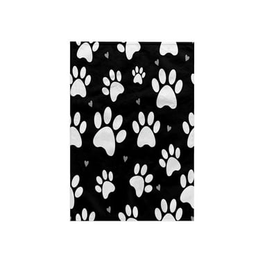 3dRose, Black and White Dog Paw Print Pattern, 15x22 Hand Towel