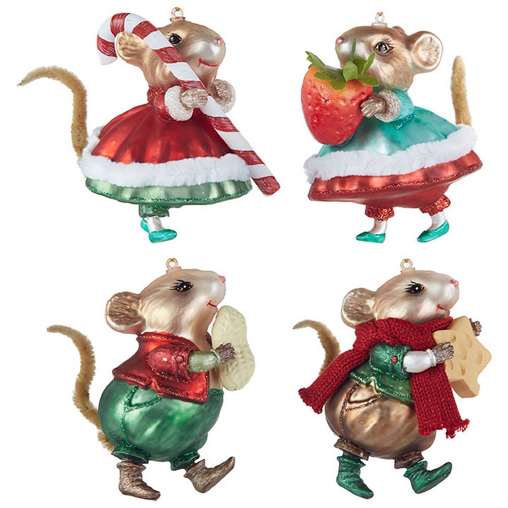 Raz Imports Nutcracker Traditions 4Inch Mouse Ornament, Assortment of