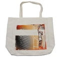 thumbnail image 1 of Basketball Shopping Bag, Basketball Player in the Middle of Game Dotted Background Doodle Style Art, Eco-Friendly Reusable Bag for Groceries Beach and More, 15.5" X 14.5", Cream, by Ambesonne, 1 of 2
