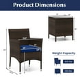 thumbnail image 3 of Costway 3 PCS Outdoor Conversation Set with Cushioned Seat & Tempered Glass Tabletop Navy, 3 of 10