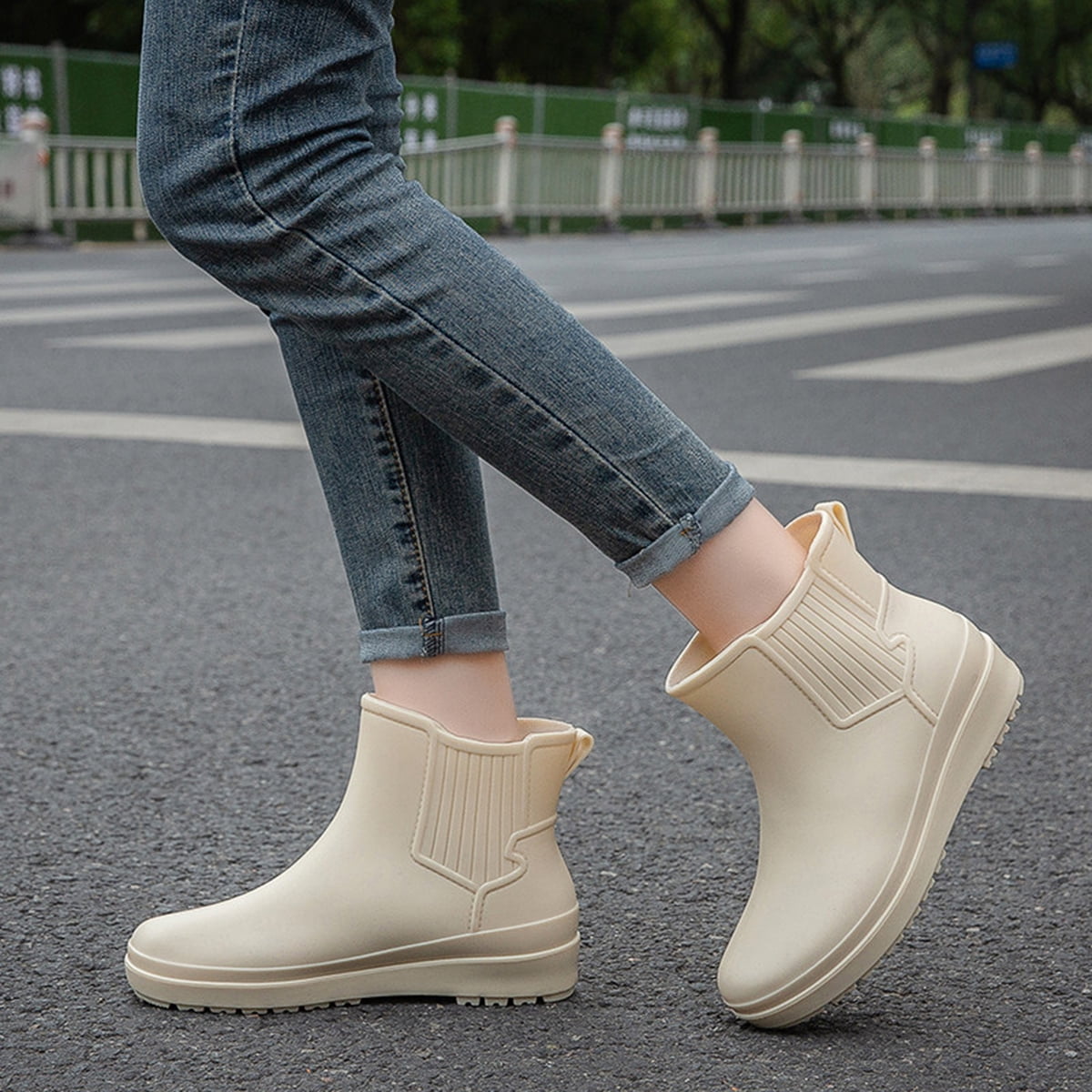 AUXDIQ Rain Boots Women Short Ankle Waterproof Rain Shoes Outdoor Garden Shoes