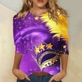 thumbnail image 2 of QATAINLAV Birthday Gifts 2025 Mardi Gras Outfit for Women Carnival Themed Tops 3/4 Sleeve Blouses Plus Size Costumes Party Holiday Shirts Purple L, 2 of 6