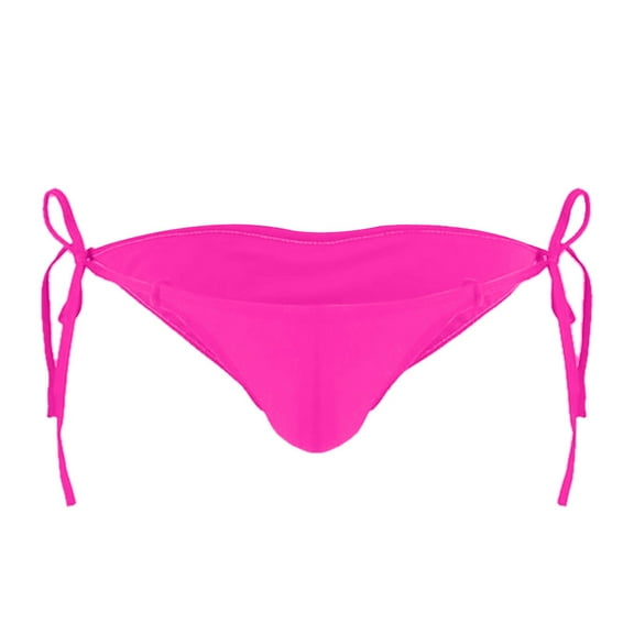 ZAZYULZ Adjustable Size Men Drawstring Ties Smooth Briefs Lingerie Low Rise Bikini Thong(Hot Pink,One Size)