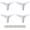 thumbnail image 1 of Patas de muebles de metal de 4 pulgadas, patas de sofá plateadas pulidas y cromadas, juego de 4, patas triangulares de repuesto de estilo moderno, 1 of 5