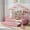 Pink, variant on Harper & Bright Designs Twin Size House Bed with Trundle and Storage Shelves, Platform Bed with Fence Rails Wood Playhouse Tent Bed Frame for Girls Boys, White
