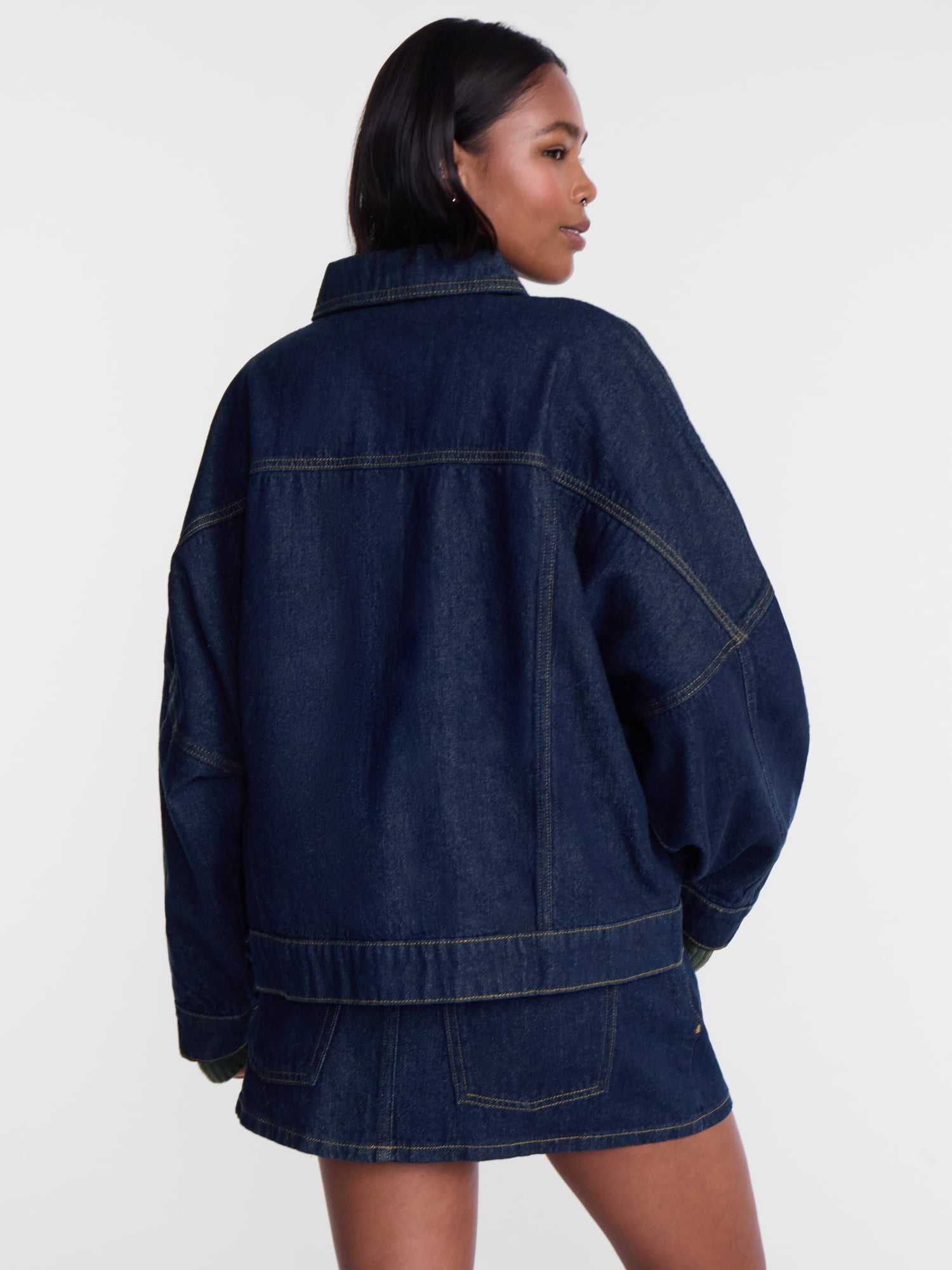 No Boundaries Oversized Denim Cotton Jacket, Women’s XXS-4X