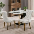 thumbnail image 3 of SoarFlash Velvet Dining Chair Set of 2, Upholstered Tufted Dining Room Chair with Nailhead Trim, Solid Gold Plated Leg for Kitchen (Beige), 3 of 6