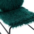 thumbnail image 6 of Modern Armless Accent Chair, Comy Fluffy Faux Fur Upholstered Living Room Chair with Metal Legs Cute Vanity Chair for Women Girls Bedroom Living Room, Emerald, 6 of 7