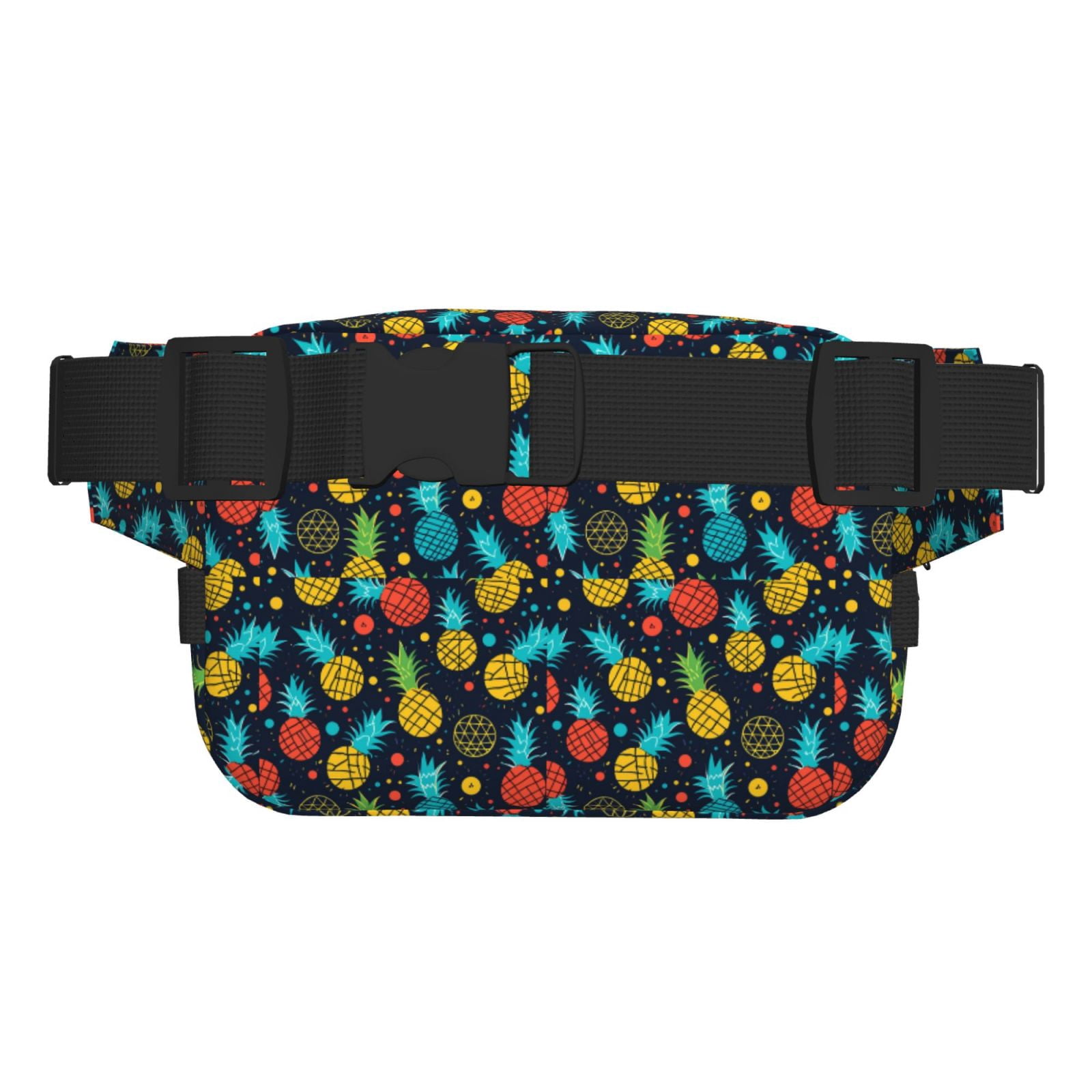 Picia Colorful Pineapple Print Square Double-Layer Waist Bag Mini Adjustable Waist Belt Bag Exercise Running Travel Hiking