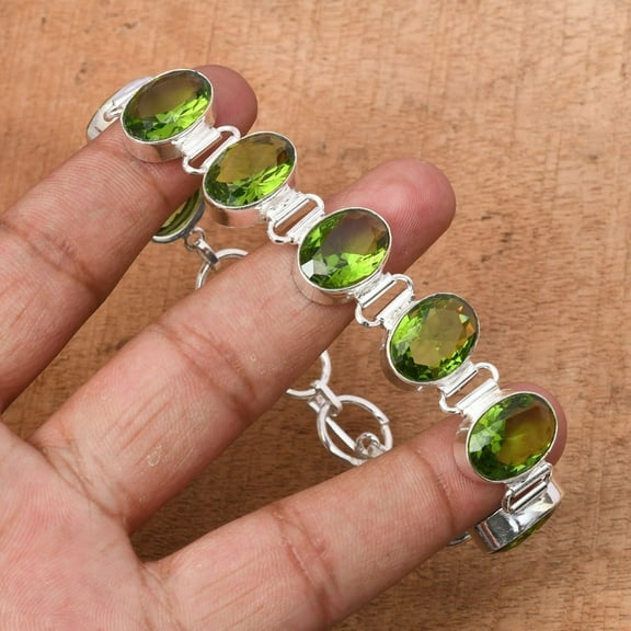 Peridot Bracelet 925 Sterling Silver Bracelet Peridot Multi Gemstone Bracelet Peridot Silver Jewelry Gift Bracelet For women