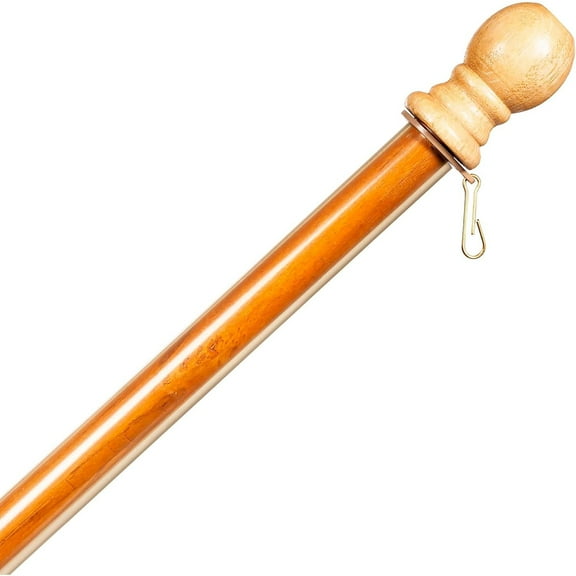 56" Solid Wood Flag Pole with Holder and Anti-Wrap Tube for 3'x5' Estate Flag with Pole Sleeve, Use for Residential or Commercial