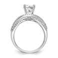 thumbnail image 2 of Solid 14k White Gold Diamond Side-Stones with CZ Cubic Zirconia Peg Set Center Stone Criss-Cross Engagement Ring Size 7 (Width = 8mm ), 2 of 8