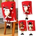 thumbnail image 6 of Christmas Chair Back Cover for Dining Room, Santa Claus Fabric Reindeer Dinner Chairs Cover, Chair Protector Slipcovers for Holiday Party Decor （1pc）, 6 of 7