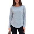thumbnail image 6 of GERsome Women's Long Sleeve Shirts Crew Neck Button Trim Curved Hem Pullover Tops Casual Loose Fit Blouses Light Blue L, 6 of 8