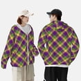 thumbnail image 5 of Picia Mardi Gras Plaid Women's Men's UPF 50+ Sun Protection Hoodie Shirt Long Sleeve SPF Fishing Outdoor UV Hiking Lightweight Shirts-Medium, 5 of 9