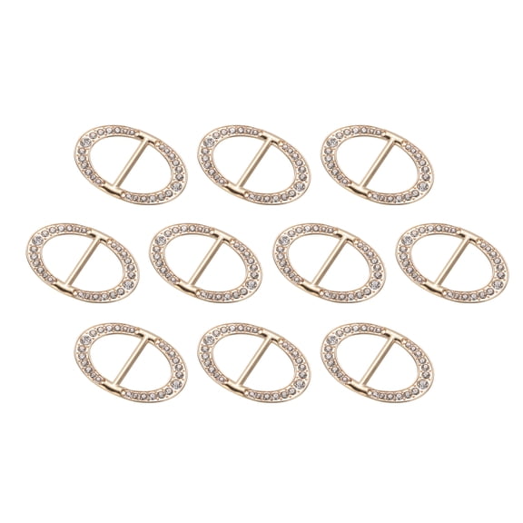 Uxcell Rhinestone Ribbon Buckle Slider, 10Pcs Light Gold Crystal Belt Buckles for Craft Wedding Clothing Decoration