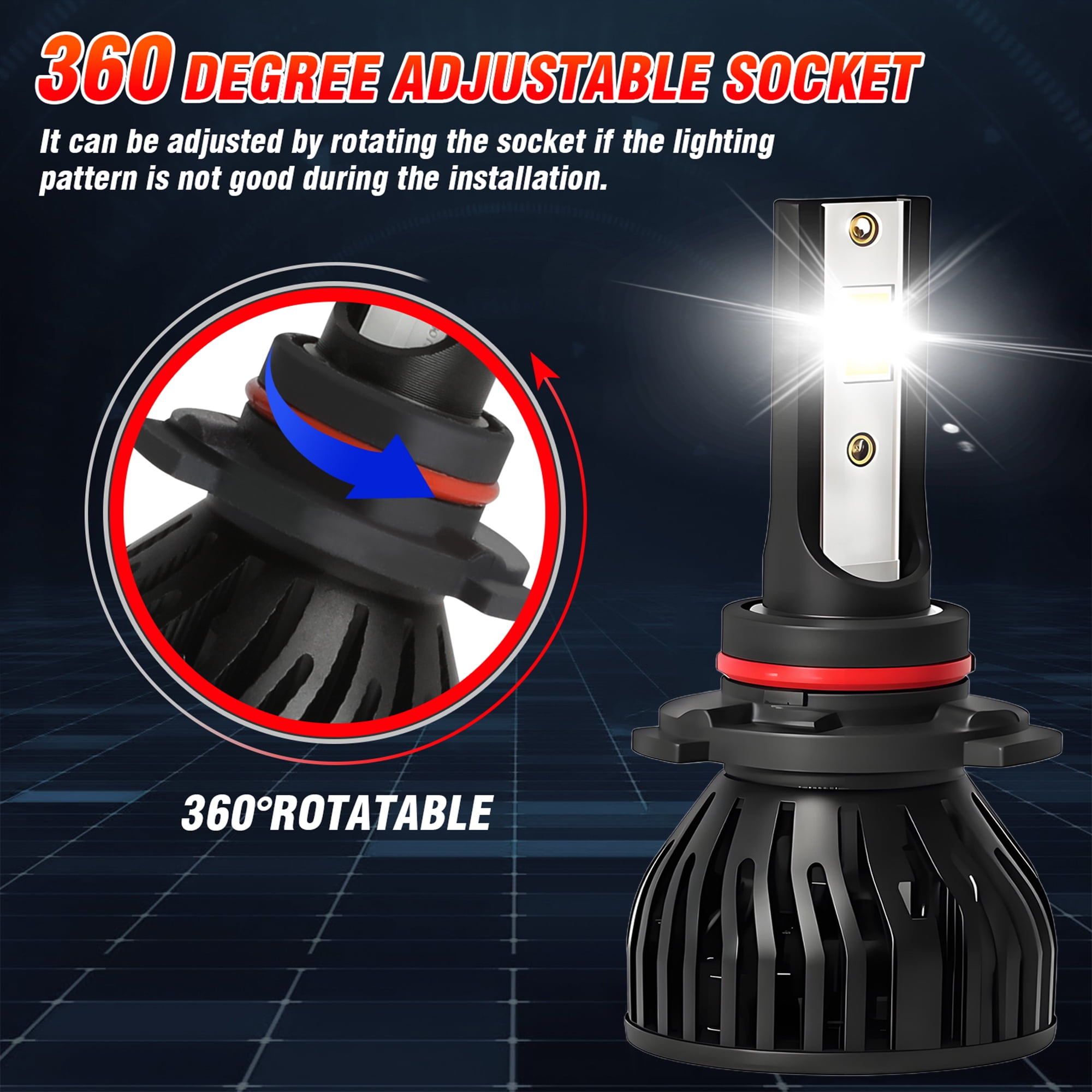 For 2011-2015 Chrysler 200 LED Headlight Bulbs 9012 High Low Beam Set 120W 14000LM Pack of 2