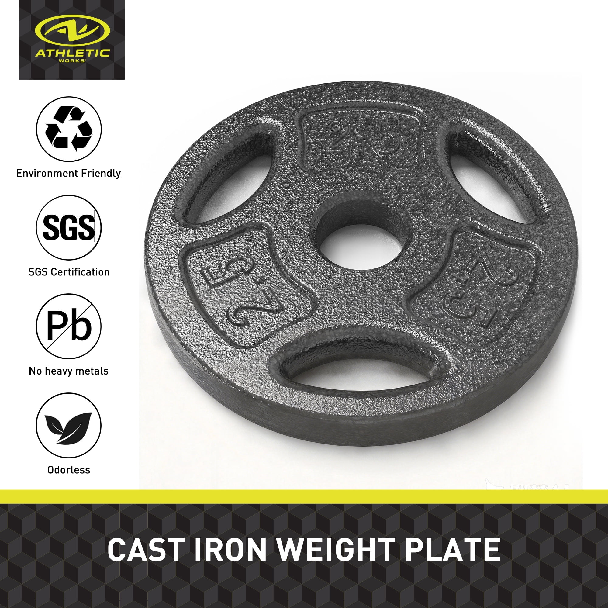 Athletic Works 35LB Cast Iron Weight Plate Set, 2 Each of 2.5, 5 and 10LB, 1-inch Holes Fit Standard Sized Bar