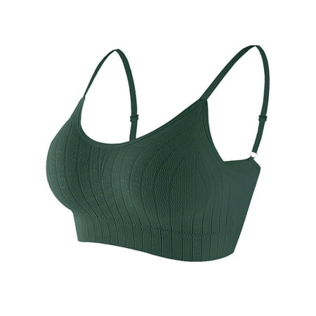

KDDYLITQ Women s Bralette Seamless Solid Color Breathable Comfort Everyday Strappy Bra Green One Size