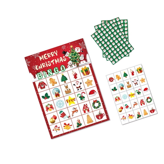 Christmas Theme Bingo Game Supplies 37 Pieces For 24 Players Family Gathering Interactive Party Games Recyclable Paper Materials