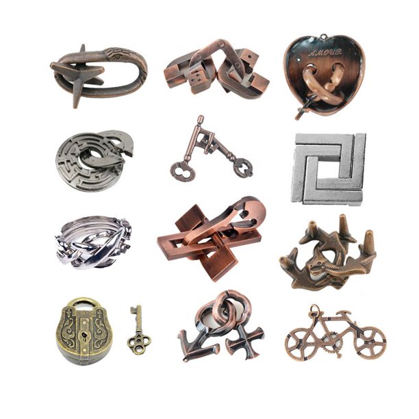 Classic Metal IQ Mind Brain Teaser Alloy Magic Baffling Puzzles Game Educational Toys Gift for Children Adult Boy Set of 12PCS12 Kinds 1China Deng Xun unisex