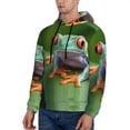 thumbnail image 3 of Pofeuu Red-Eyed Tree Frog Print Mens Casual Hooded Collar Drawstring Hoodies Pullover Sweatshirts Casual Long Sleeve Shirts-Medium, 3 of 7